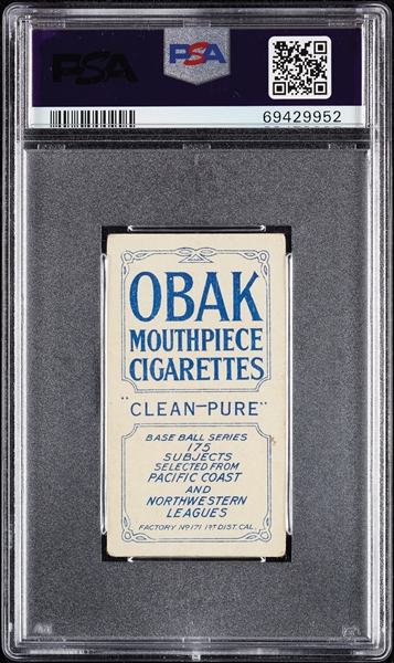 1910 T212 Obak Cigarettes Rockenfield PSA 2.5