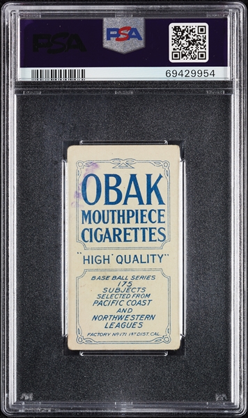 1910 T212 Obak Cigarettes J. Ryan (Stamped) PSA 2
