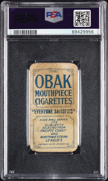 1910 T212 Obak Cigarettes Scharnweber PSA 2
