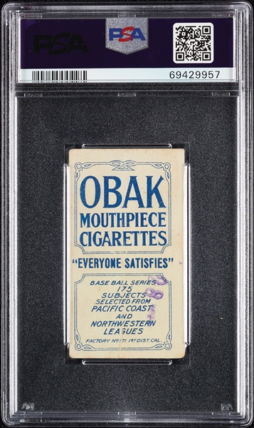 1910 T212 Obak Cigarettes Scharnweber (Stamped) PSA 1 