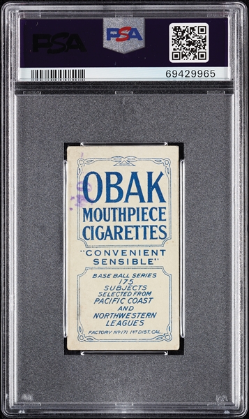 1910 T212 Obak Cigarettes Stovell (Stovall) (Stamped) PSA 2