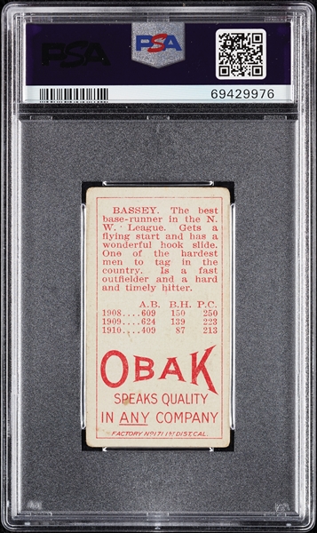 1911 T212 Obak Cigarettes Bassey PSA 1.5
