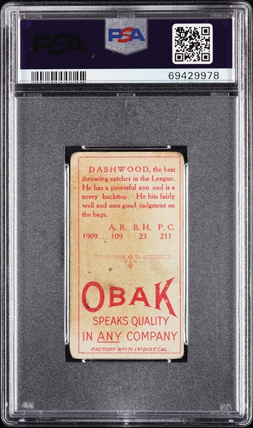 1911 T212 Obak Cigarettes Dashwood PSA 1