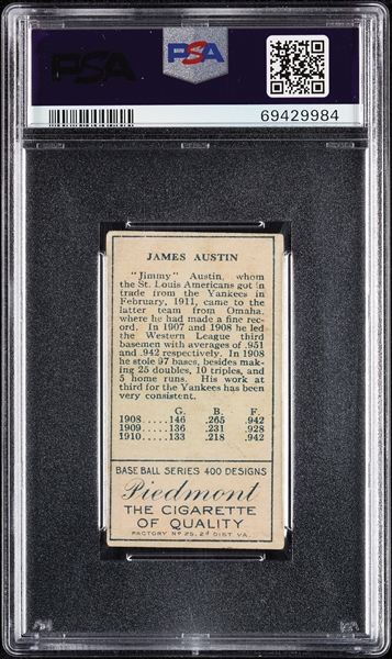 1911 T205 Gold Border Jimmy Austin PSA 3