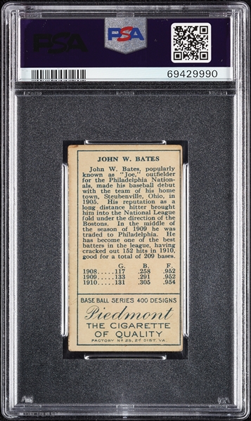 1911 T205 Gold Border John W. Bates PSA Authentic
