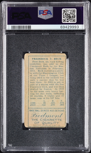 1911 T205 Gold Border Fred Beck PSA 1