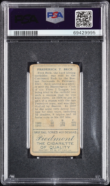 1911 T205 Gold Border Fred Beck PSA 1.5