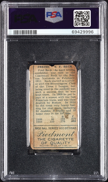 1911 T205 Gold Border Fred Beck PSA Authentic