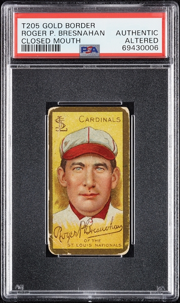1911 T205 Gold Border Roger Bresnahan (Closed Mouth) PSA Authentic