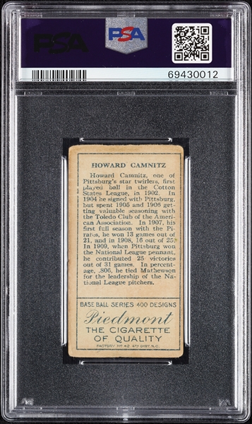 1911 T205 Gold Border Howard Camnitz PSA Authentic