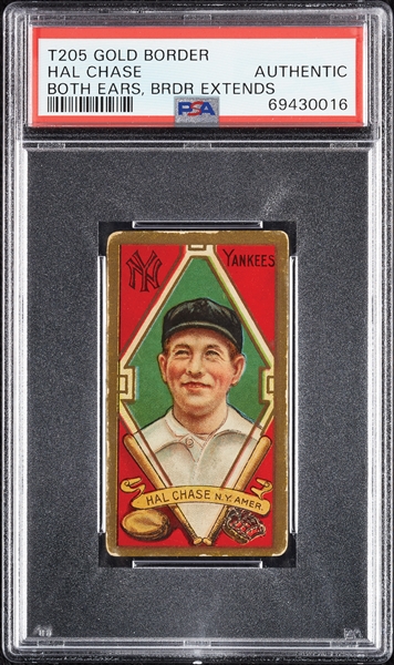 1911 T205 Gold Border Hal Chase (Both Ears, Border Extends) PSA Authentic
