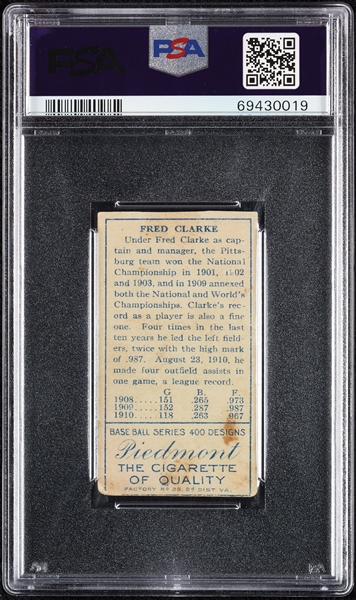1911 T205 Gold Border Fred C. Clarke PSA Authentic