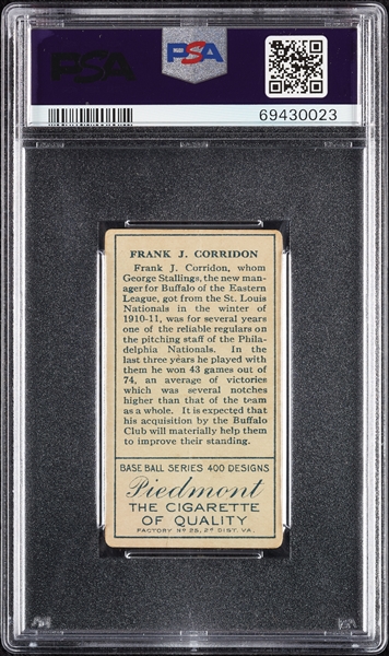 1911 T205 Gold Border Frank J. Corridon PSA 1 (MK)