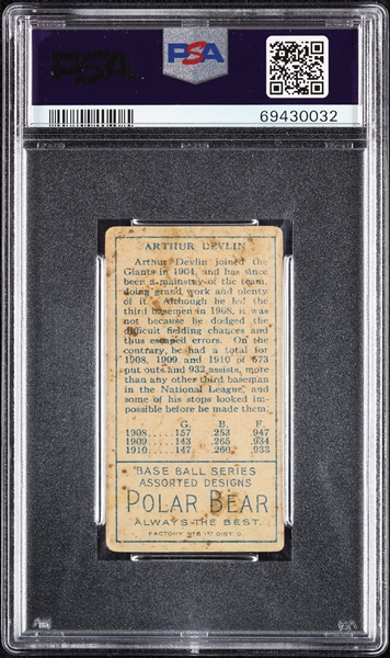 1911 T205 Gold Border Arthur Devlin PSA 1.5