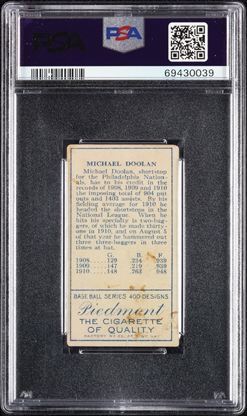 1911 T205 Gold Border Michael J. Doolan PSA 2
