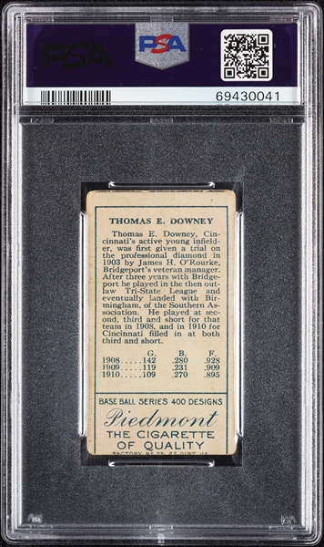 1911 T205 Gold Border Thomas Downey PSA 1 (MC)