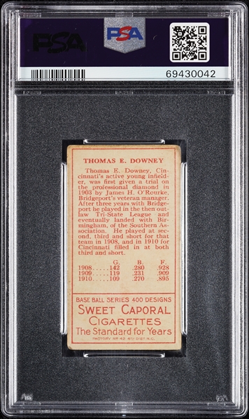 1911 T205 Gold Border Thomas Downey PSA 3