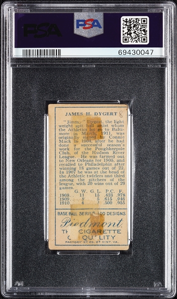 1911 T205 Gold Border Jimmy Dygert PSA 2 (MK)