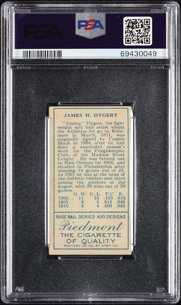 1911 T205 Gold Border Jimmy Dygert PSA 4