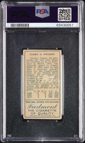 1911 T205 Gold Border Jimmy Dygert PSA 2