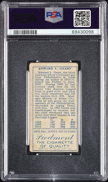 1911 T205 Gold Border Edward L. Grant PSA 1