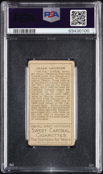 1911 T205 Gold Border Clark Griffith PSA 1.5