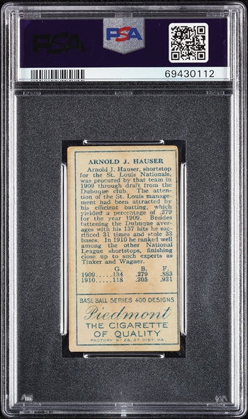 1911 T205 Gold Border Arnold J. Hauser PSA 2