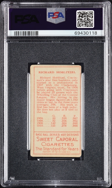 1911 T205 Gold Border Richard Hoblitzell (No Cin. After 1908 Stats) PSA 2