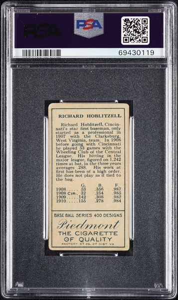 1911 T205 Gold Border Richard Hoblitzell (Cin. After 1908 Stats) PSA 2