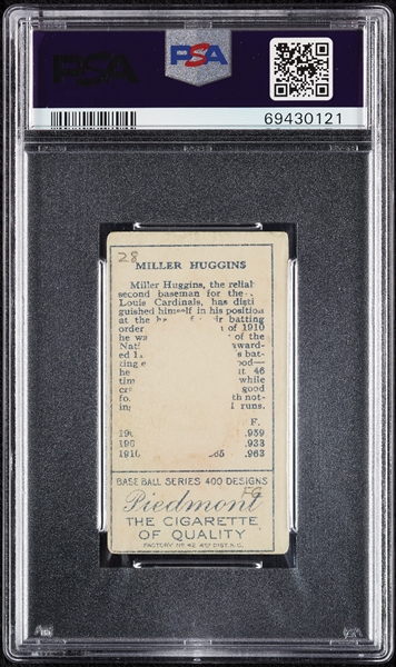 1911 T205 Gold Border Miller J. Huggins PSA 1 (MK)