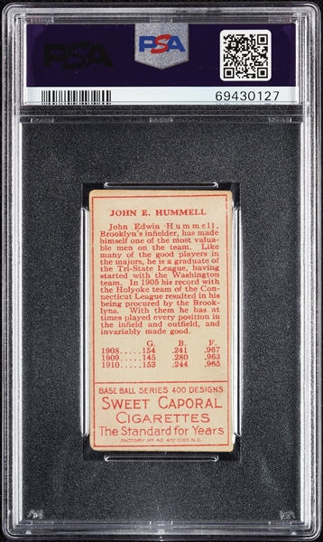 1911 T205 Gold Border John E. Hummel PSA 1