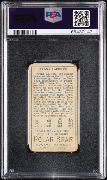 1911 T205 Gold Border Frank LaPorte PSA 1