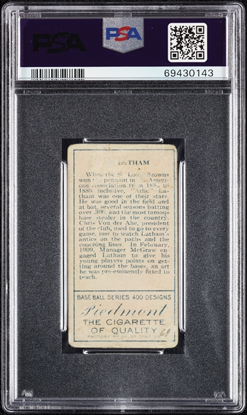 1911 T205 Gold Border A. Latham (A. Latham On Back) PSA 2 (MK)