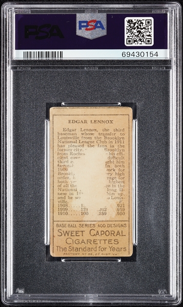 1911 T205 Gold Border Edgar Lennox PSA 1 (MC)