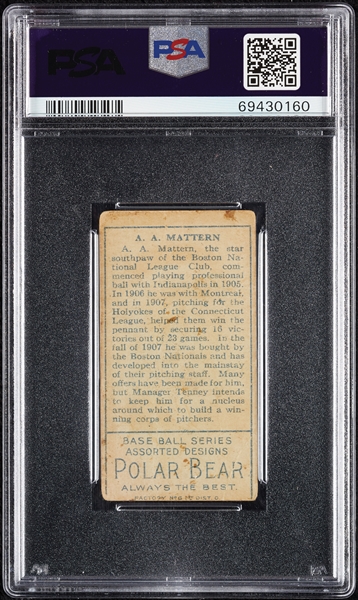 1911 T205 Gold Border A.A. Mattern PSA 1