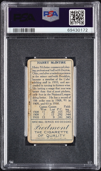 1911 T205 Gold Border Harry McIntire PSA 1.5