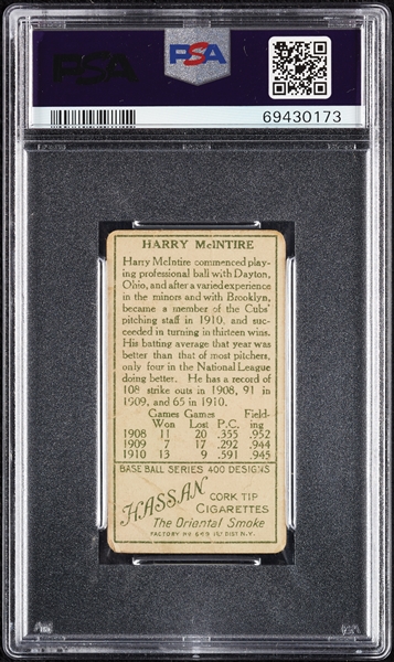 1911 T205 Gold Border Harry McIntire PSA 1