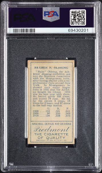 1911 T205 Gold Border Rube Oldring PSA 5.5