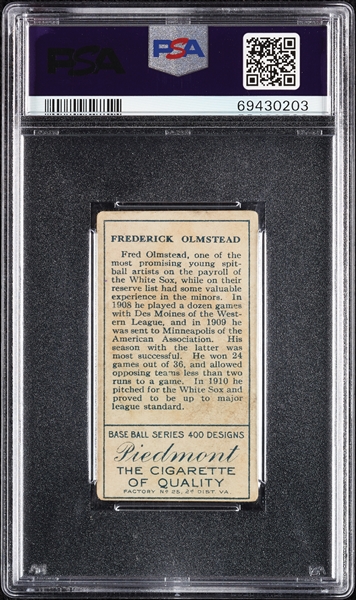 1911 T205 Gold Border Fred Olmstead PSA 2