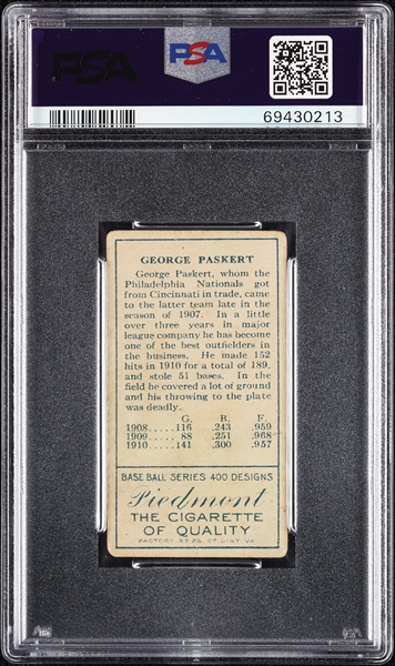 1911 T205 Gold Border George Paskert PSA 2