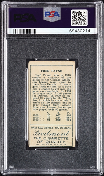 1911 T205 Gold Border Fred Payne PSA 1