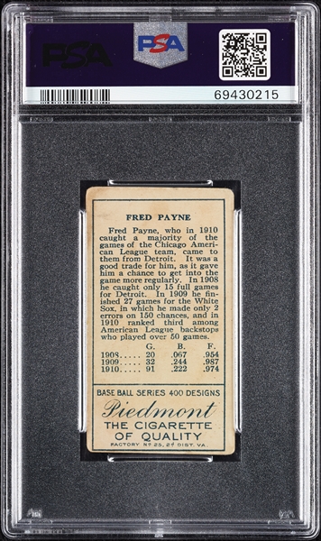 1911 T205 Gold Border Fred Payne PSA 2
