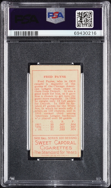 1911 T205 Gold Border Fred Payne PSA 4 (MC)