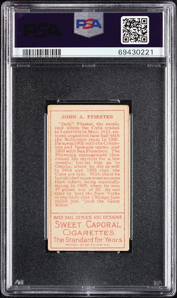 1911 T205 Gold Border John Pfiester PSA 2