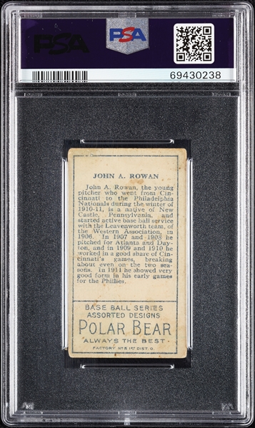 1911 T205 Gold Border John A. Rowan PSA 1