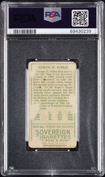 1911 T205 Gold Border George Schlei PSA 1