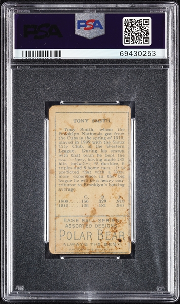 1911 T205 Gold Border Tony Smith PSA 1