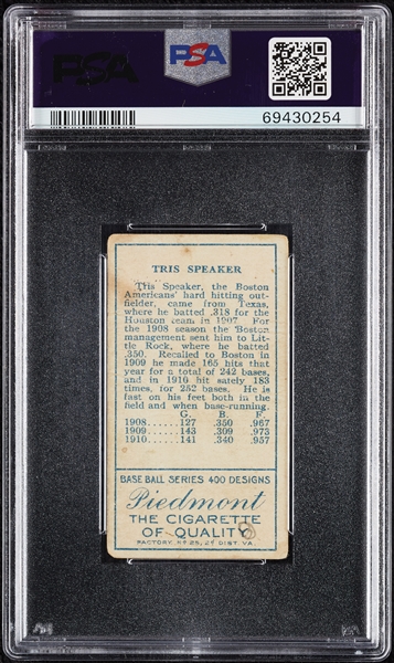 1911 T205 Gold Border Tris Speaker PSA 1 (MK)