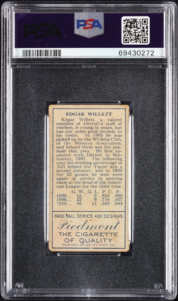1911 T205 Gold Border Ed Willett PSA 2