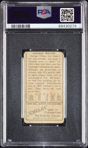 1911 T205 Gold Border George R. Wiltse (Both Ears Show) PSA 1